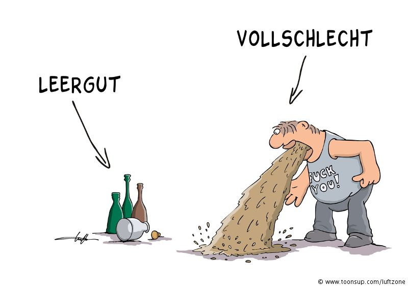 Cartoon: Flasche leer - Toonsup