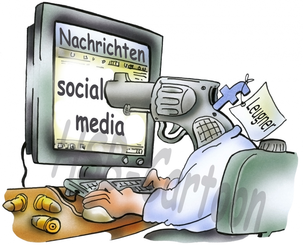 Cartoon: social media gun - Toonsup