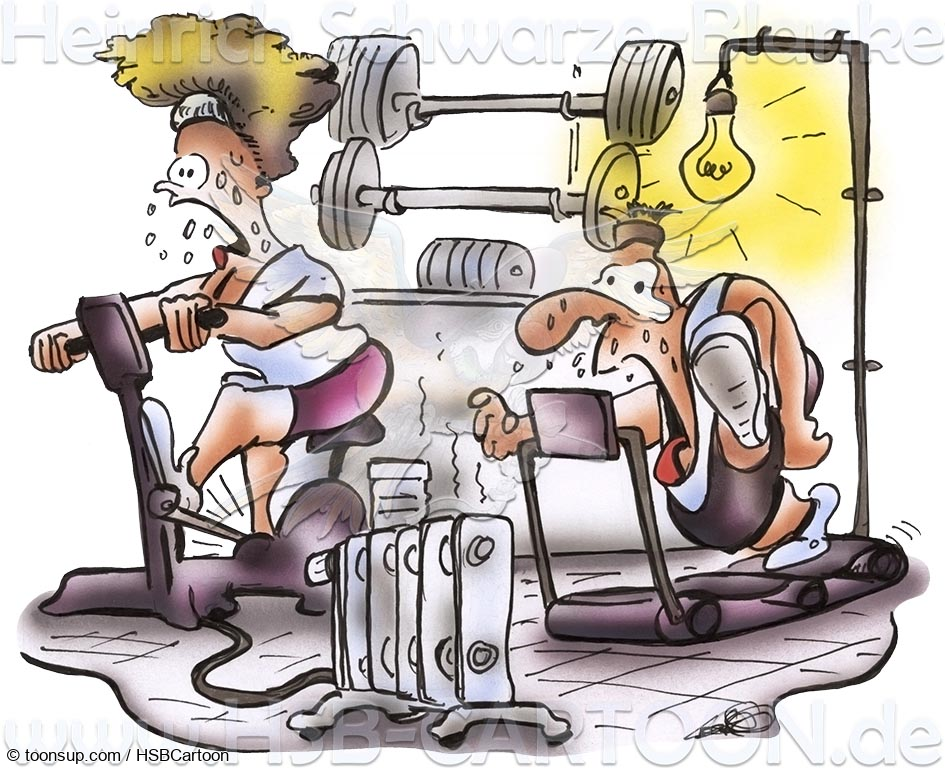 Cartoon: Energieproduzent Fitnessstudio - Toonsup